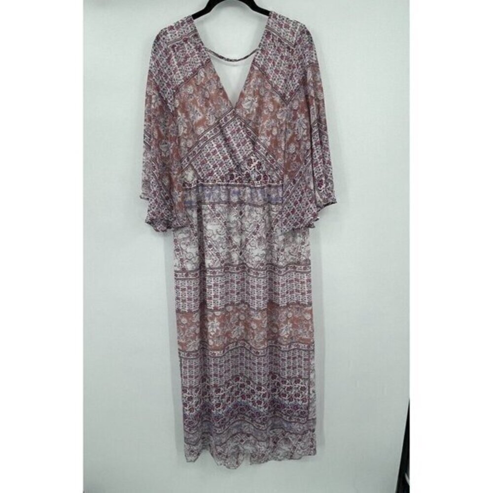 Westport Womens Dress 12 Maxi V Neck Flowly Lined Casual Beach Preppy Dress Barn